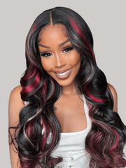 7x5 Bye Bye Knots? Glueless Lace Red Blonde Highlights Loose Wave Wig 150% Density