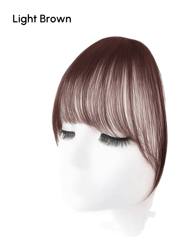 Hand-Made Dark Brown Straight Clip In Bangs With Temples