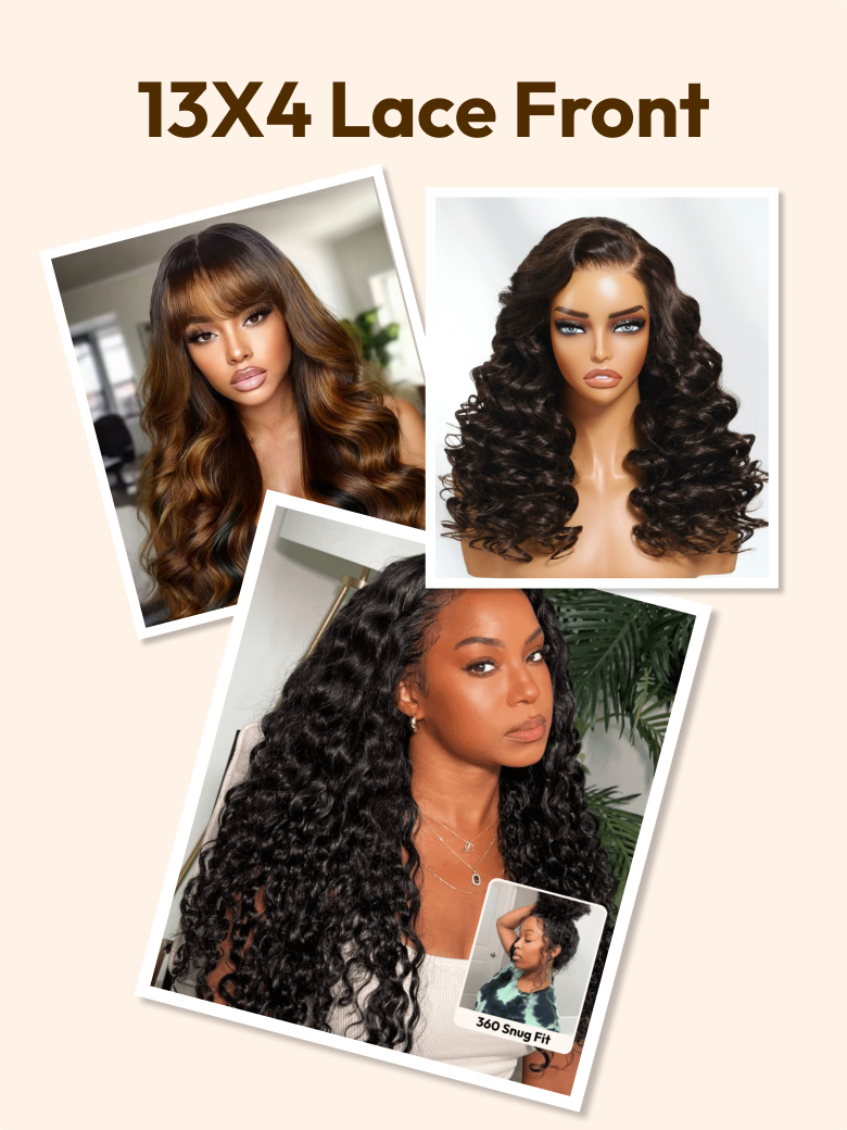 [All 24"=$149] 200%/ 180% Density 13x4 Front Lace Chocolate Brown/ Honey Highlights/ Burnt Orange Wigs