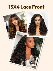 [All 24"=$149] 200%/ 180% Density 13x4 Front Lace Chocolate Brown/ Honey Highlights/ Burnt Orange Wigs