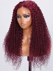 Put On And Go 6x4.5 Pre-Cut Lace Burgundy Jerry Curly Air Wig