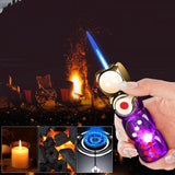360 Spinning Dice Lighter Windproof Jet Blue Flame LED Refillable Edc Gadget
