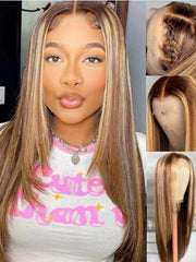 150%-250% Density 7x5/13x4 Glueless Lace Honey Blonde Body Wave/Layer Straight/Curly Wig With Bleached Clean Knots