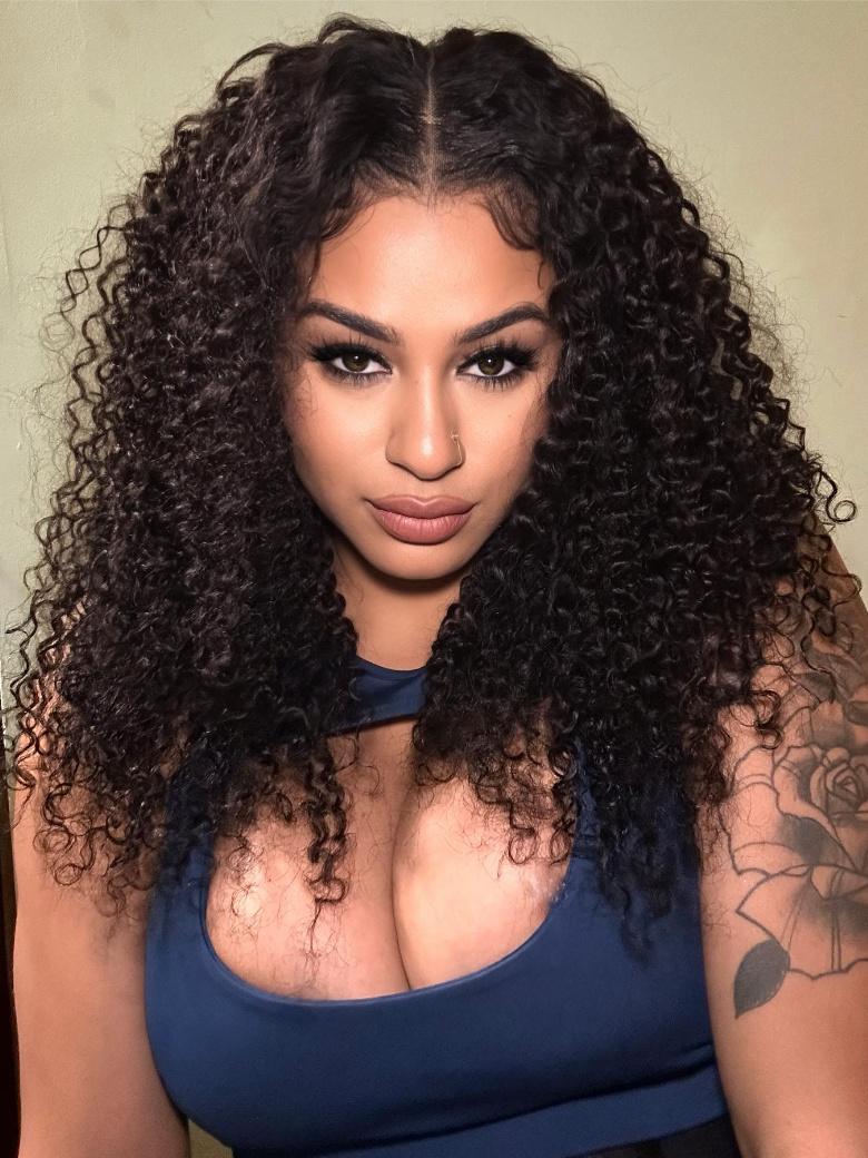 Natural Color Brown Balayage Jerry Curly 4x4 Free Part Lace Closure