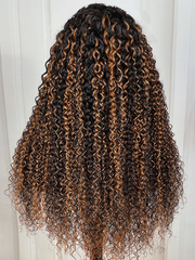 Glueless Jerry Curly New U Part Ombre Wig With Blonde Highlights