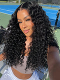 Petaluxe [18"=$89] 7x5 Bye-Bye Knots Pre-cut Lace Glueless Water Wave Invisible Knots No Baby Hair