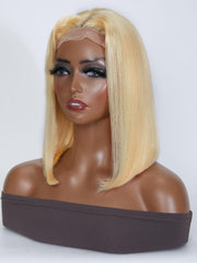 Short 613 Blonde Bob Wig Human Hair 4x4 Transparent Lace Closure Wig