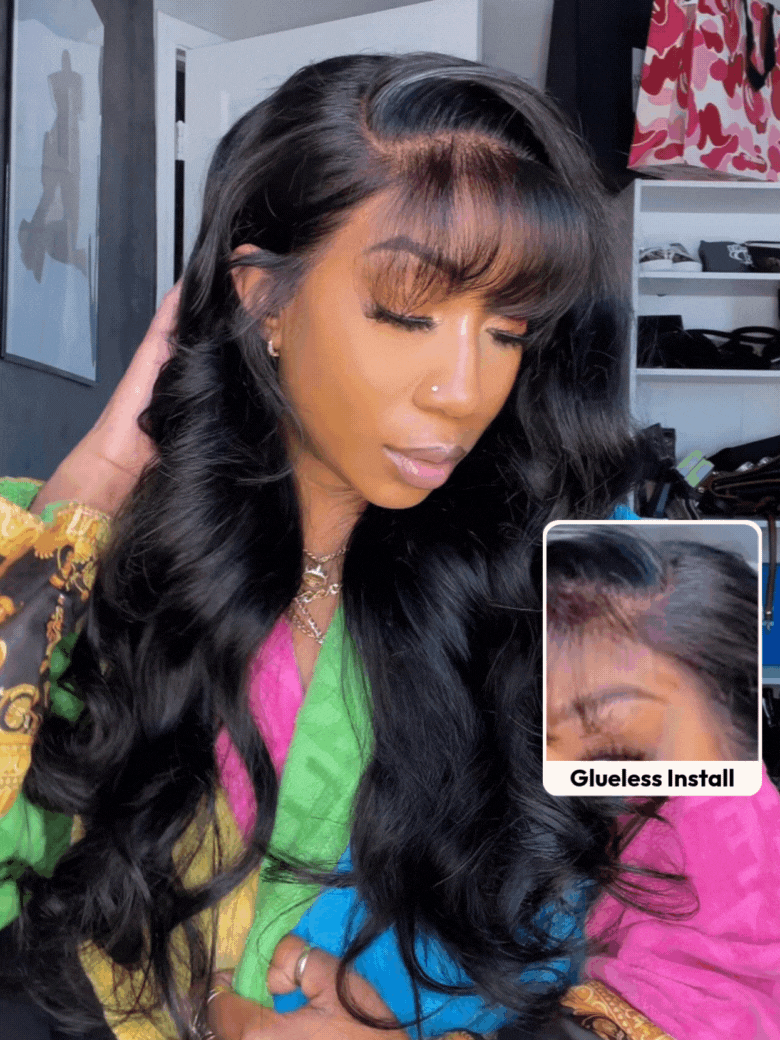 13x4 Pre-Everything? Side-Part & Middle Part Fluffy Loose Wave Wig With Wispy Air Bangs