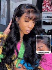 13x4 Pre-Everything? Side-Part & Middle Part Fluffy Loose Wave Wig With Wispy Air Bangs