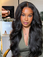 EasiContour? V Part Glueless Yaki Glueless Wig With Invisi Drawstring 100% Human Hair