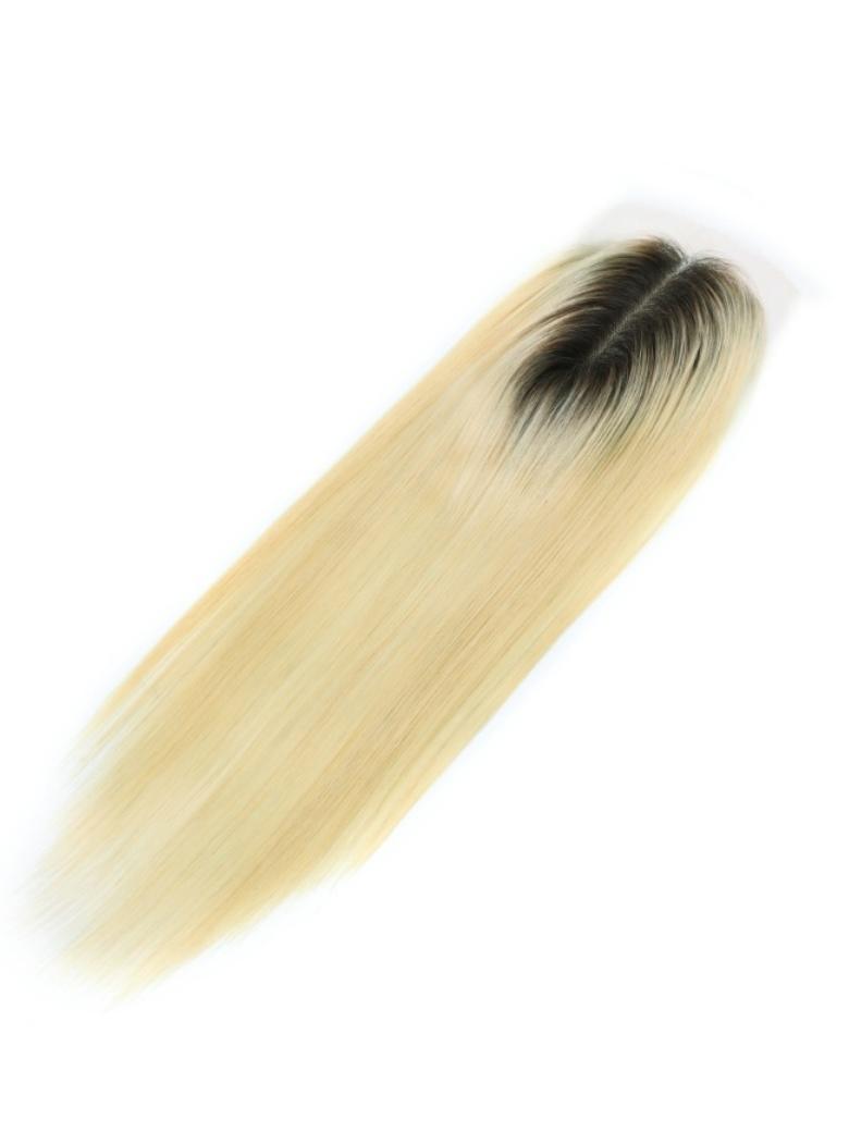 3.5x5.5 HD Lace Blonde Ombre Straight Clip On Hair Topper