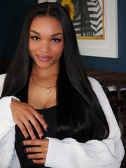 6x4.5 Pre Cut Lace Straight Black Wig With Breathable Cap 150% Density