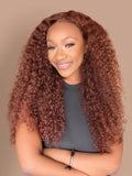 Petaluxe Mahogany Red Brown 13x4 Lace Front Kinky Curly Wig