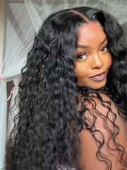 7x5 Bye-Bye Knots? & 13x4 HD Lace Put On And Go Glueless Water Wave Wig and Drawstring With Baby Hair