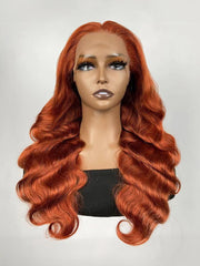 13x4 Lace Front Body Wave Wig Ginger Brown 150% Density Pre plucked Hairline