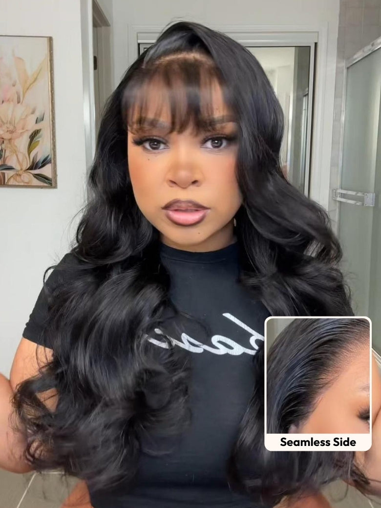 [Stylish Choice] 13x4 Pre-Everything? Side-Part & Middle Part Fluffy Loose Wave Wig With Wispy Air Bangs