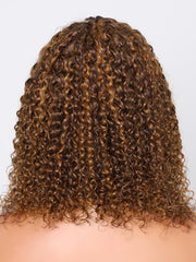 Pre-Cut 6x4.5 Lace Front Highlight Brown Bouncy Jerry Curly Air Wig