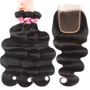 Hair Unprocessed Body Wave Hair 3 Bundles With 4x4 Lace Closure