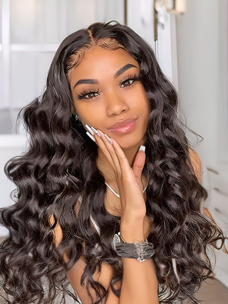 Affordable Body Wave/Straight Hair 180% Density 360 Lace Frontal Realistic Wig Natural Black