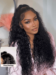 7x5 Bye Bye Knots & 13x4 Pre-Everything? Lace Frontal Natural Black Bouncy Water Wave Curly Invisi Drawstring No Baby Hair