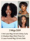 Petaluxe 3 Wigs $159 for 16" Hot Lace Wig and 12" Bob and Glueless Wig