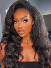 180% Density 5x5 HD Invisible Glueless Lace Kinky Straight Hair Super Full Human Hair Wig