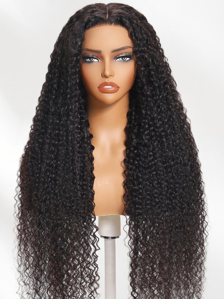 250% Density 36 Inch Glueless HD Lace Curly Human Hair Wig with Bleached Knots Match All Skin Tones