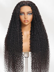 250% Density 36 Inch Glueless HD Lace Curly Human Hair Wig with Bleached Knots Match All Skin Tones