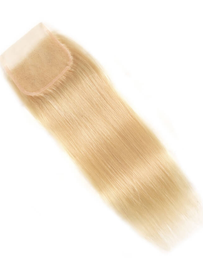 613 Blonde 4x4 Straight Virgin Human Hair Lace Closure Free Part