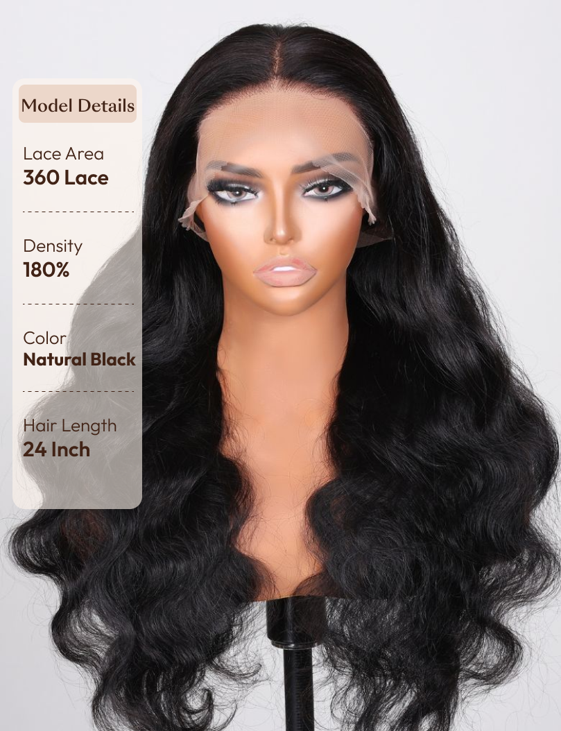 Hair Full Lace Body Wave Transparent Lace Human Hair Wig Preplucked with Baby Hair