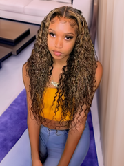 Honey Blonde Beginner Friendly Lace Wigs Jerry Curly Hair