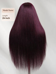 7x5 Bye-Bye Knots? & 13x4 Pre-Everything? Lace Frontal Purple Black Cherry Layered Straight & Loose Wave With Invisi Drawstring Wig