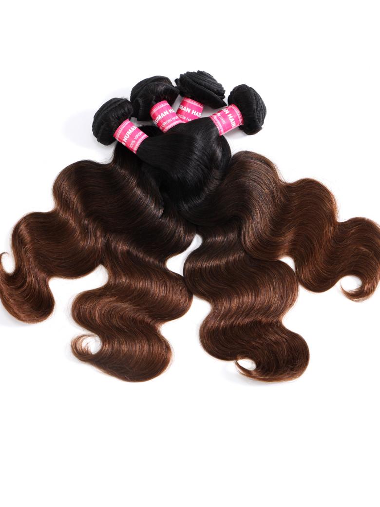 Chestnut Brown Ombre 4 Pcs/pack Body Wave Human Hair Bundle