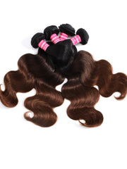 Chestnut Brown Ombre 4 Pcs/pack Body Wave Human Hair Bundle
