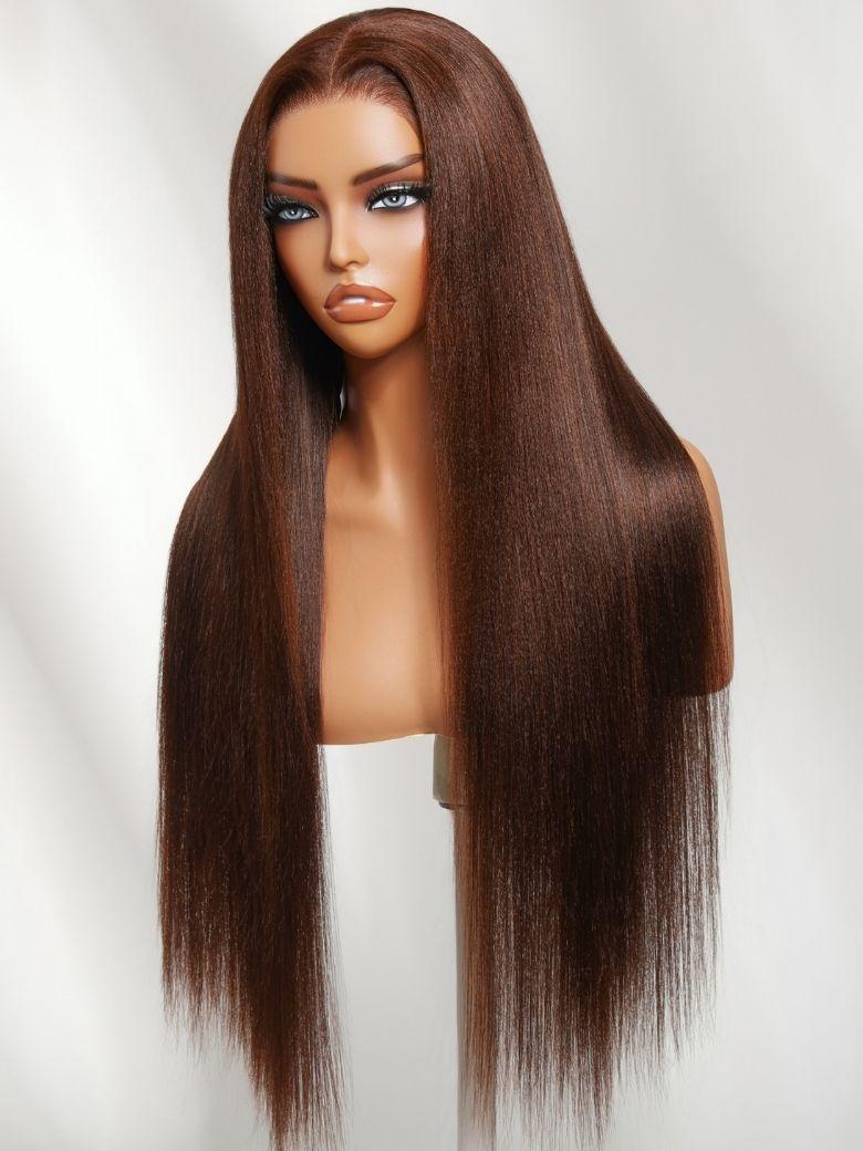 7x5 Bye Bye Slip? Lace Auburn/Red Brown Yaki Straight Wig with Invisi Drawstring