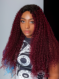 Petaluxe [24"=$159] V Part Magenta Ombre With Dark Roots Curly Wig