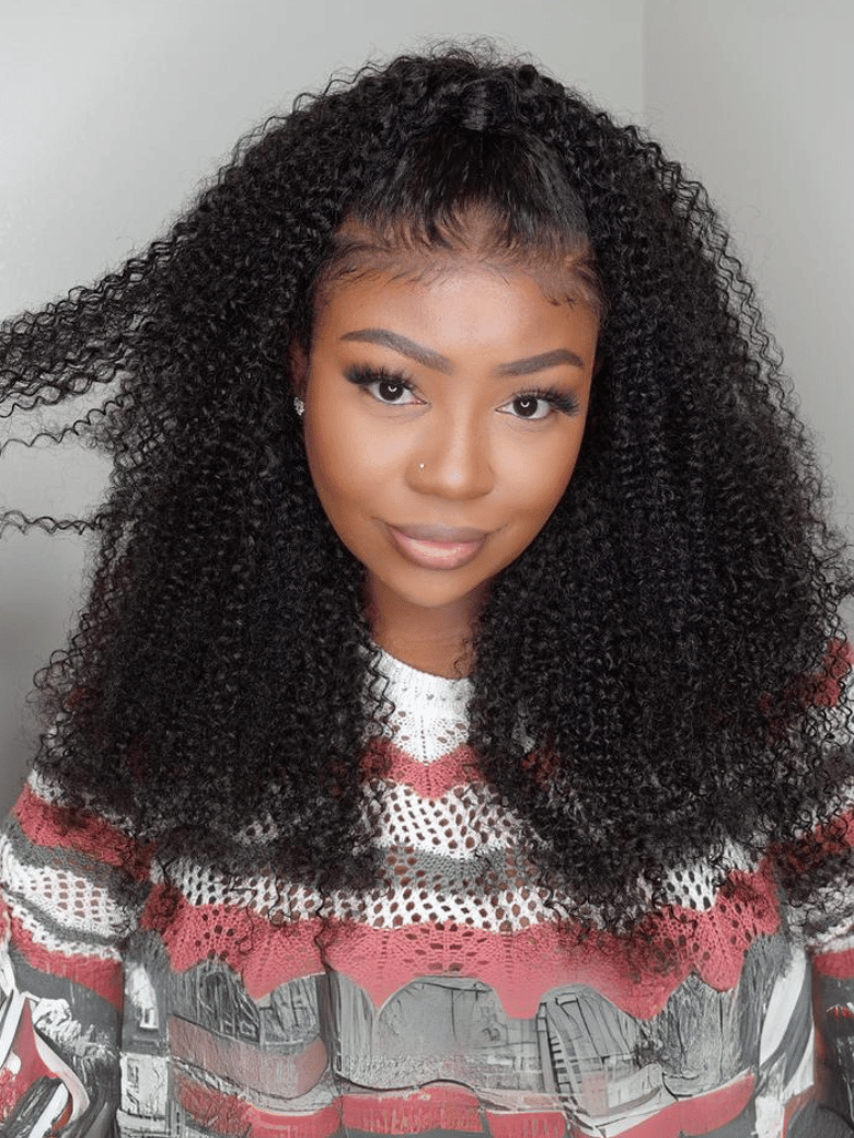 26 Inch 180% Density HD Glueless 5x5 Lace Natural Afro Kinky Curly Human Hair Wig
