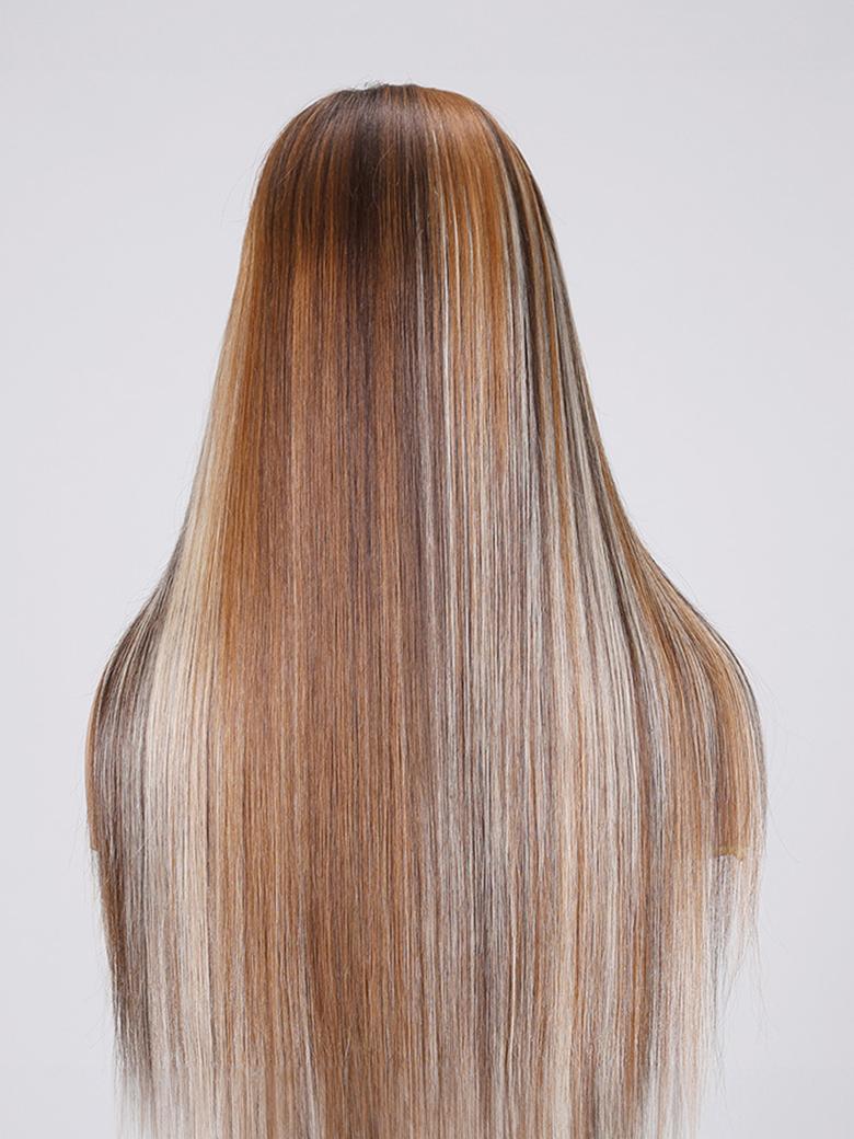 13x4 Lace Front Ash Blonde With Silver Highlight Straight Wig
