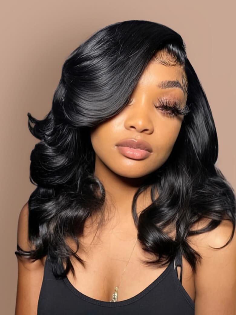 Bob Lace Wigs With Natural Black And Loose Body Wave Hair