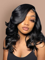 Bob Lace Wigs With Natural Black And Loose Body Wave Hair