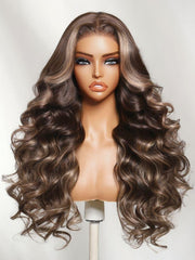 7x5 Bye-Bye Knots? & 13x4 Pre-Everything? Lace Frontal Pull And Go Black Fluffy Natural Loose Wave Curtain Bangs Wig with Free Ear Tape