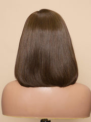 NOA-12" MONO & SWISS LACE STRAIGHT HUMAN HAIR WIG