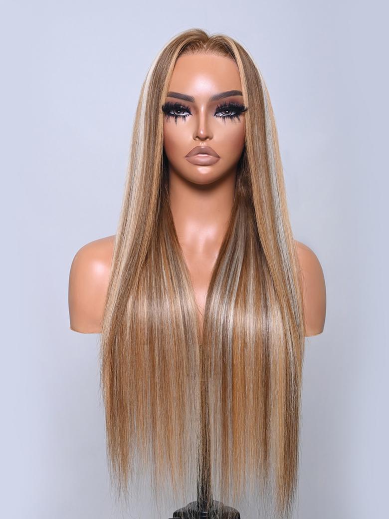 13x6 Lace Front Blonde Omber Balayage Highlight Straight Wig