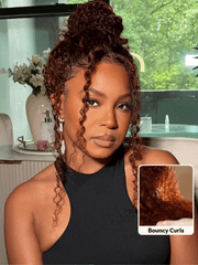 7x5 Bye-Bye Knots? Wig Glueless Lace Reddish Brown Curly Trendy Color Wig With Bleached Knots