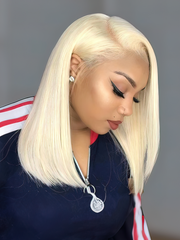 Hair 613 Blonde Short Layered 13x4 Lace Front Human Hair Bob Wig