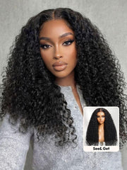 Bye-Bye Knots? 7x5 Lace Black Afro Twist Out Curls 150% Density Wig with Invisi Drawstring