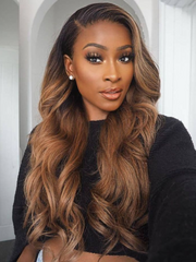 [$17 Limited!] 13x4 Lace Front Loose Wave Wig Money Piece Brown Highlights Honey Blonde Wig 150% Density