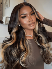 Bye-Bye Knots Wig 7x5 Lace Loose Wave Butterscotch Highlights Brown Bouncy Wig 150% Density