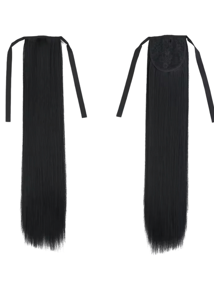 Petaluxe Natural Black Straight Clip-In Ponytail Extension