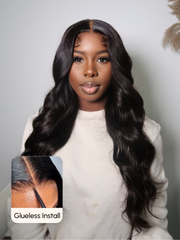 [From 34"] Glueless HD Lace 180% Density 5x5 Lace Closure Body Wave Wig With Baby Hair Pre-plucked and Pre-bleached